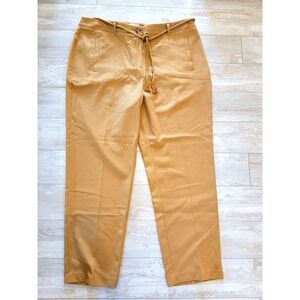 Chico's‎ Pants Sz 2.5 14/16 Golden Ochre Tapered Ankle Rope Tie Belt NWT